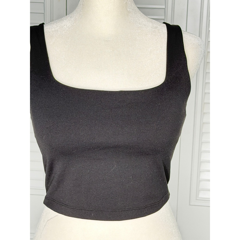 CRZ YOGA Crop Top Tank Women S Black Excellent Square Neck Built-in Bra Athletic
